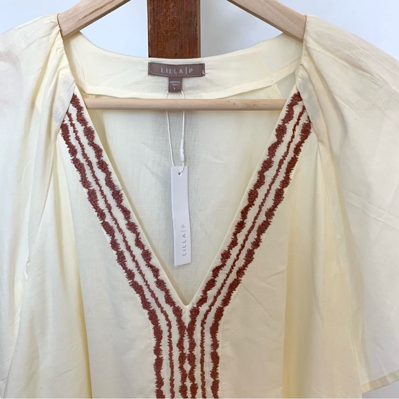 NWT Lilla P Flutter Sleeve Tiered Dress in Ecru - Picture 13 of 15